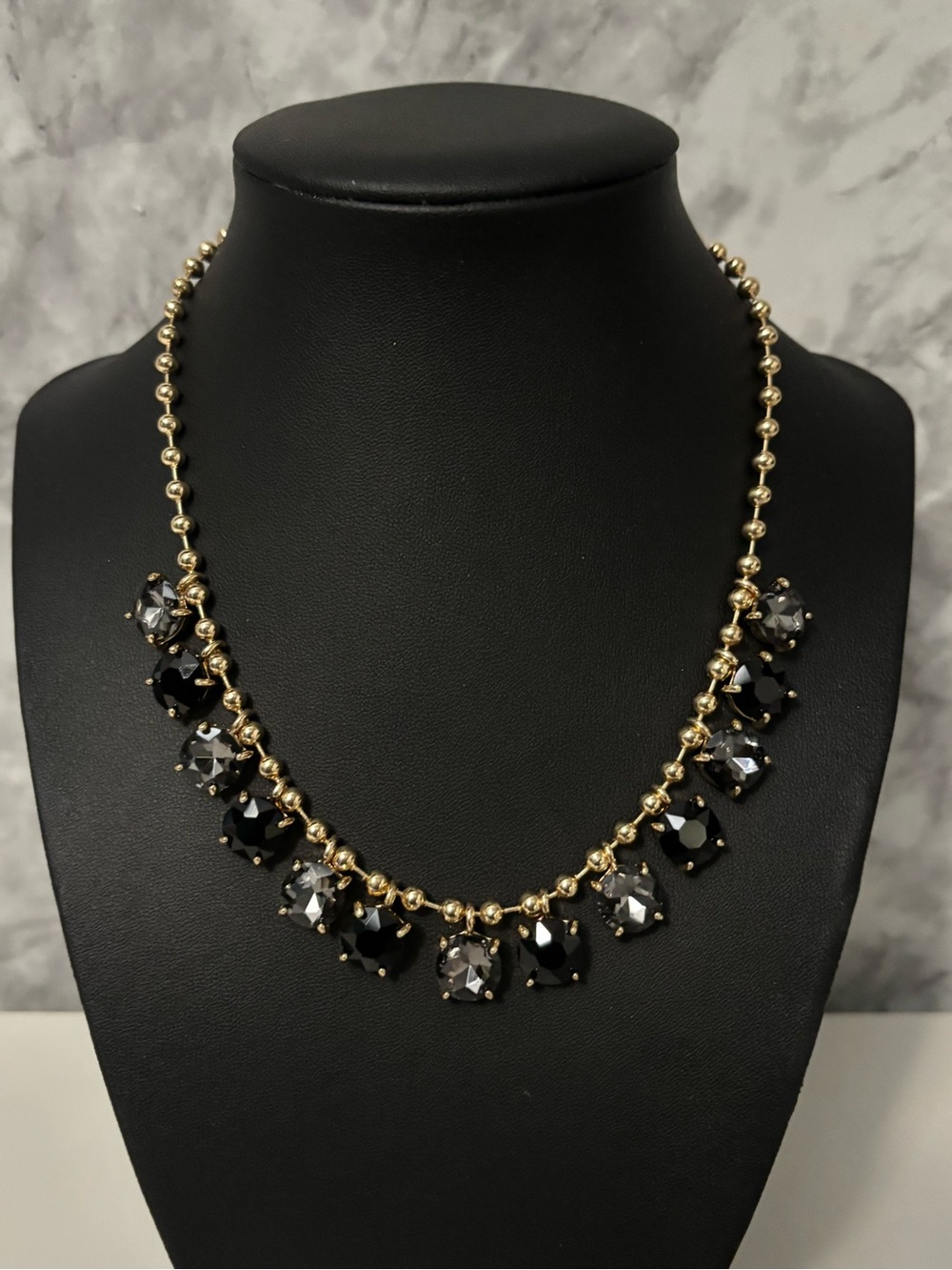 Multi Black Round Glass Charm Ball Chain Necklace